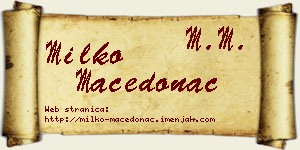 Milko Macedonac vizit kartica